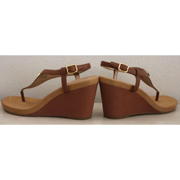 Lauren Ralph Lauren Women's Sz 8B Polo Tan/Brown Jeannie Wedge Sandals - Picture 10 of 13